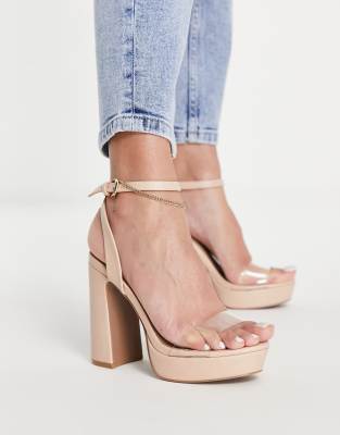 QUPID QUPID platform heeled sandals in beige-Neutral