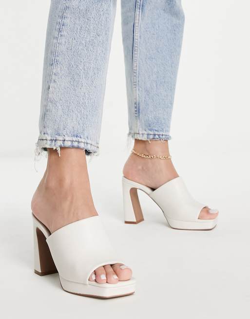 QUPID platform mule heeled sandals in off-white | ASOS