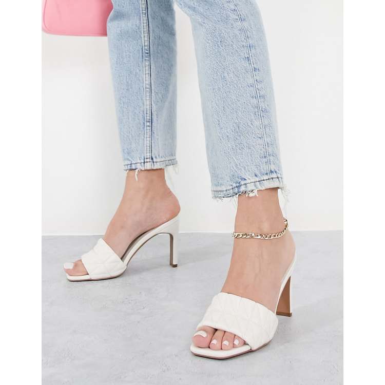 QUPID quilted mule heeled sandals in cream