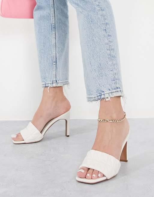 Cream shop heeled mules