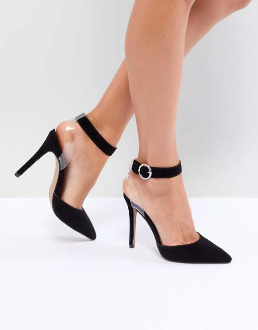 QUPID - Scarpe a punta con tacco e cinturino trasparente