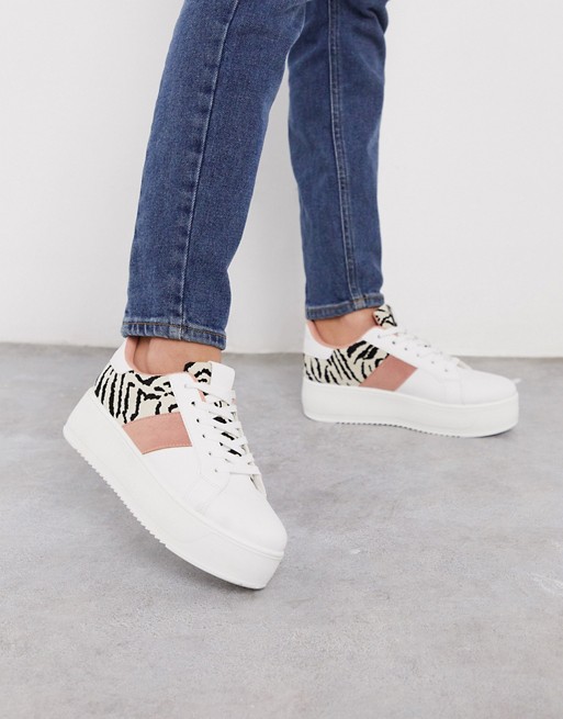Qupid side stripe flatform sneakers in white | ASOS