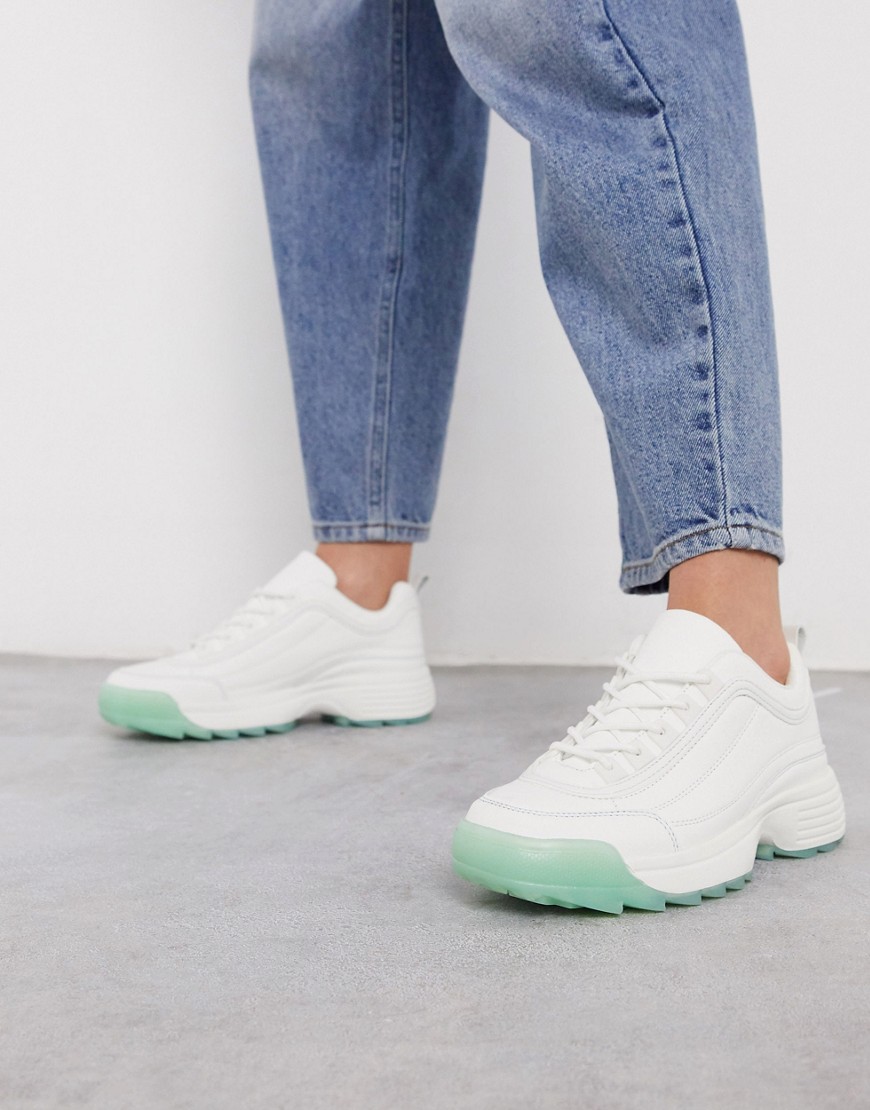 Qupid - Sneakers chunky con suola in gomma pastello-Bianco