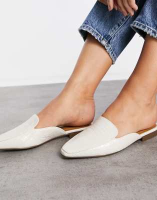 cream mules flat