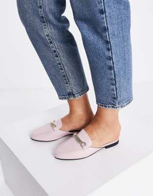 qupid flat trim loafer mules