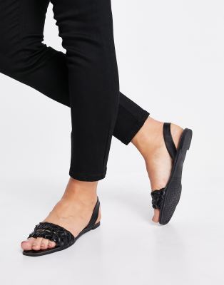 black plain sandals