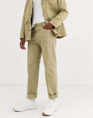 фото Рабочие брюки из плотного денима цвета хаки m.c.overalls-коричневый m.c. overalls