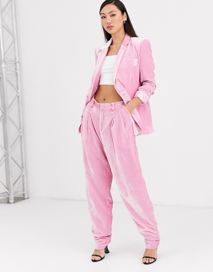 Rachel Antonoff bea pleated velvet trousers-Pink