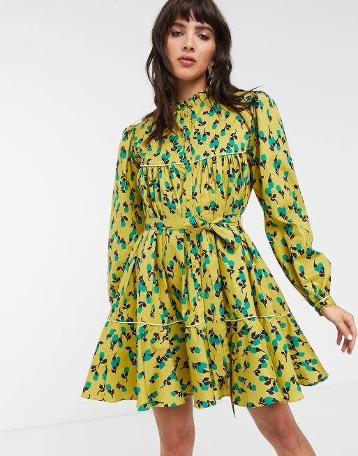 Rachel Antonoff drew romantic floral mini shirt dress