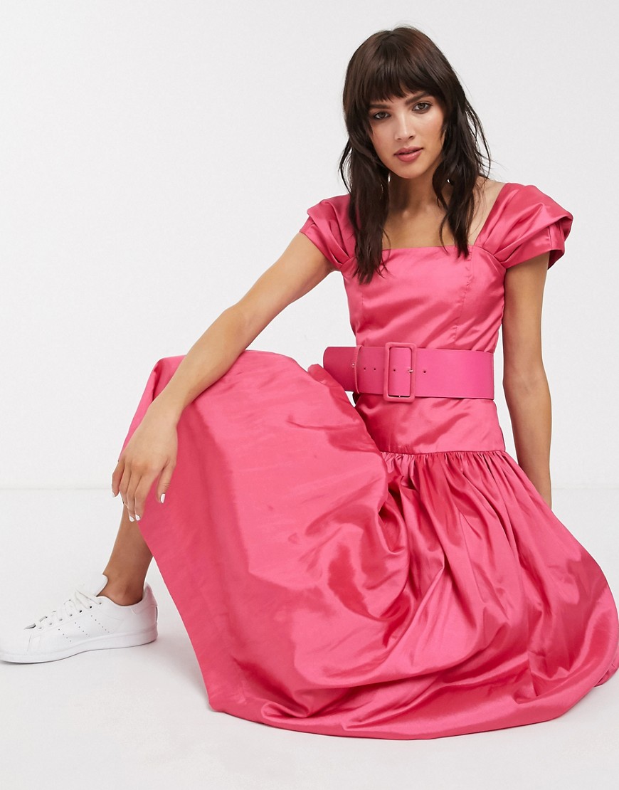 Rachel Antonoff - Rosie - Midi-jurk met verlaagde taille en riem-Roze