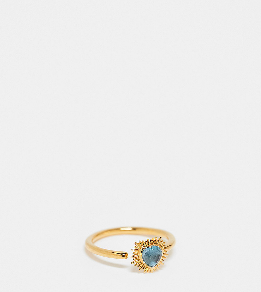 Rachel Jackson 22 carat gold plated electric love blue topaz heart ring with gift box