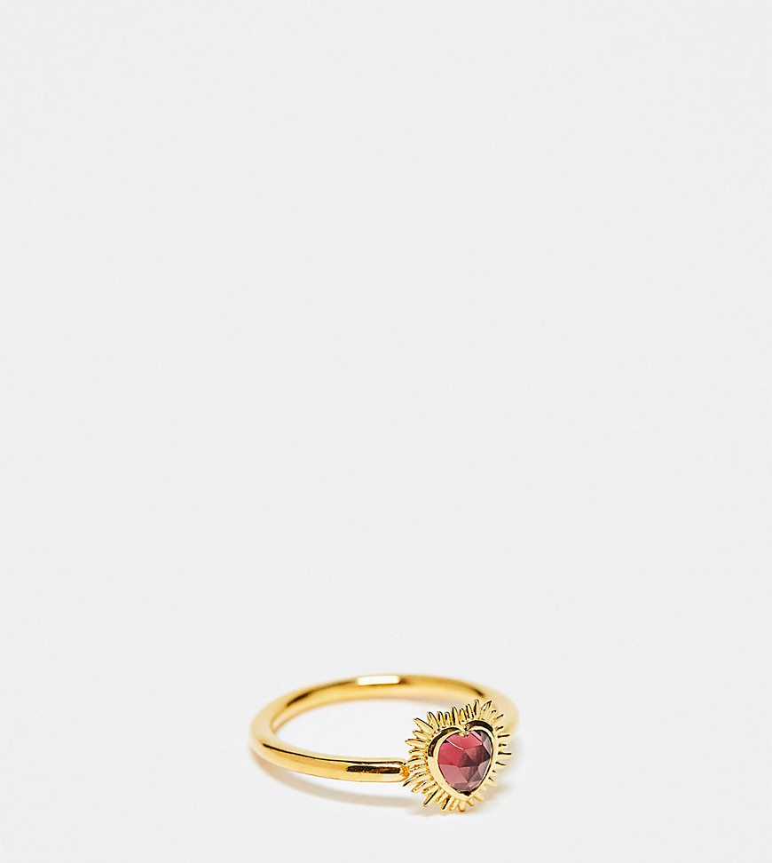 Rachel Jackson 22 carat gold plated electric love garnet adjustable heart ring with gift box