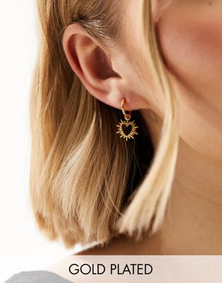 Rachel Jackson 22 carat gold plated electric love heart huggie hoop earrings