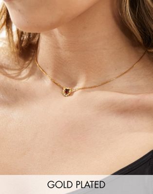 Rachel Jackson 22 carat gold plated electric love mini garnet heart necklace - GOLD - ASOS Price Checker