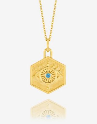 Rachel Jackson 22 carat gold plated evil eye pendant necklace  - GOLD - ASOS Price Checker