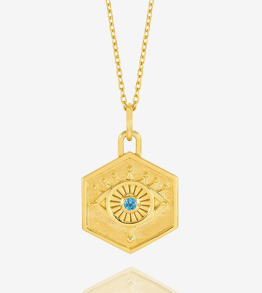 Rachel Jackson 22 carat gold plated evil eye pendant necklace with gift box