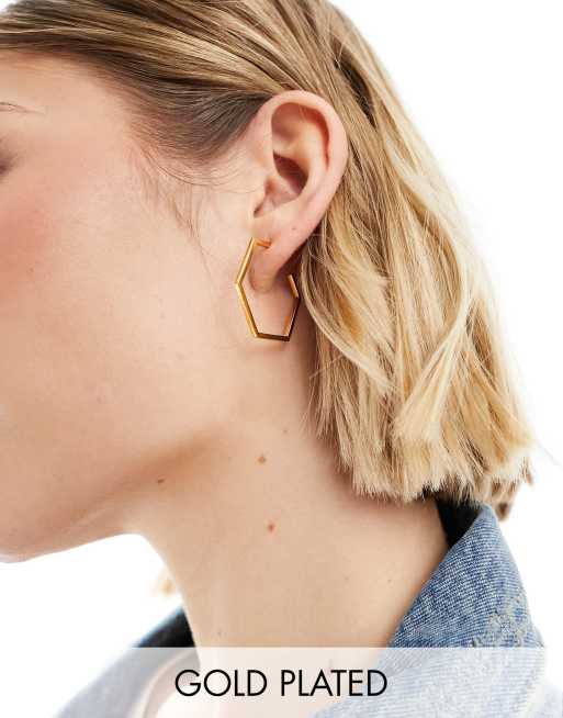 Small hexagon clearance hoop earrings