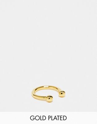 Rachel Jackson 22 carat gold plated orb adjustable ring  - ASOS Price Checker