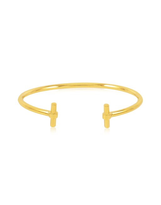 Rachel Jackson 22 karat gold t-bar bangle bracelet with gift box