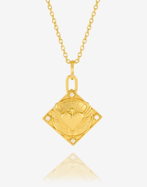 Rachel Jackson - Collier à pendentif cœur en plaqué or 22 carats avec boîte cadeau