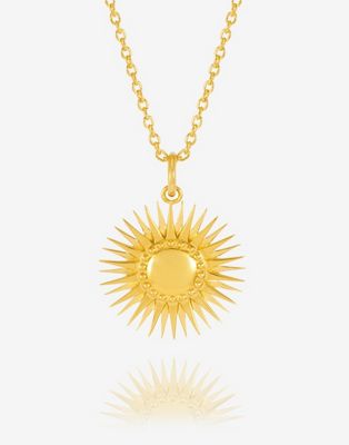 Rachel Jackson 22 carat gold plated rising sun pendant necklace with gift box - ASOS Price Checker