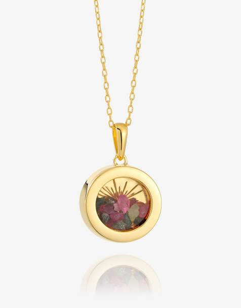 Rachel Jackson - Collier amulette avec pendentif en tourmaline en plaqué or 22 carats et boîte cadeau - view 1