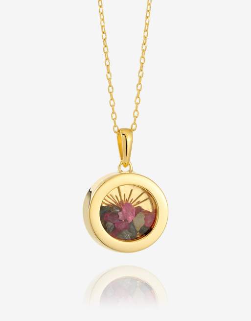 Rachel Jackson - Collier amulette avec pendentif en tourmaline en plaqué or 22 carats et boîte cadeau