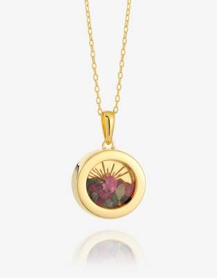 Thumbnail - Rachel Jackson - Deco - Halskette mit 22-Karat-Vergoldung und kleinem Sonnenamulett-Anhänger mit Turmalinkristall-Goldfa...