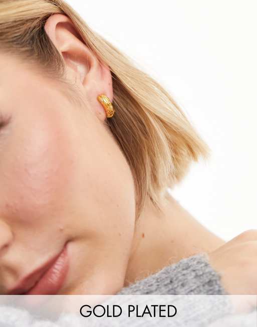 Rachel Jackson - Orecchini a cerchio spessi placcati oro 22 carati con stelle e confezione regalo