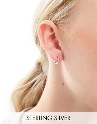 Rachel Jackson sterling silver hexagonal huggie hoop earrings - SILVER - ASOS Price Checker