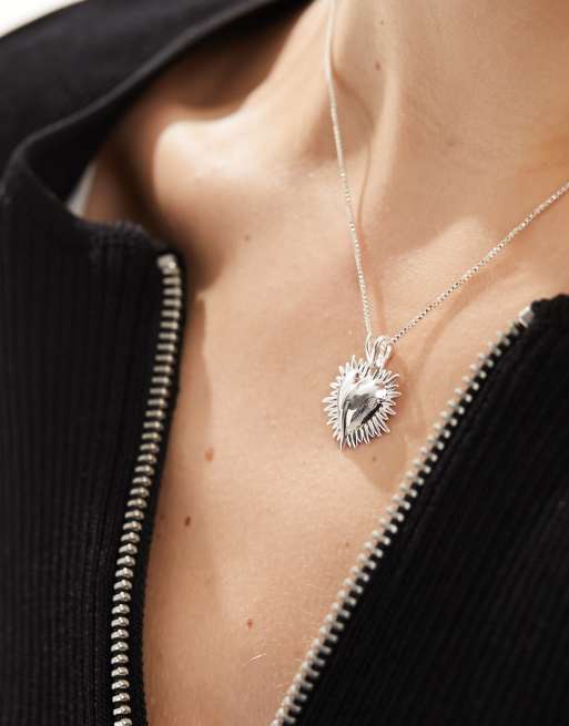 Rachel Jackson sterling silver electric love mini heart necklace with gift box ASOS