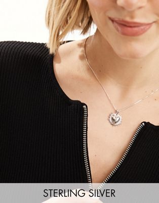 Rachel Jackson sterling silver electric love mini heart necklace - ASOS Price Checker