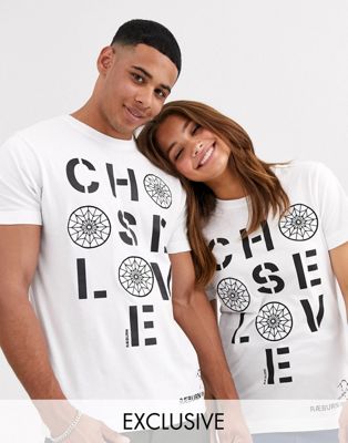 Raeburn – T-shirt med Choose Love-tryck-Vit