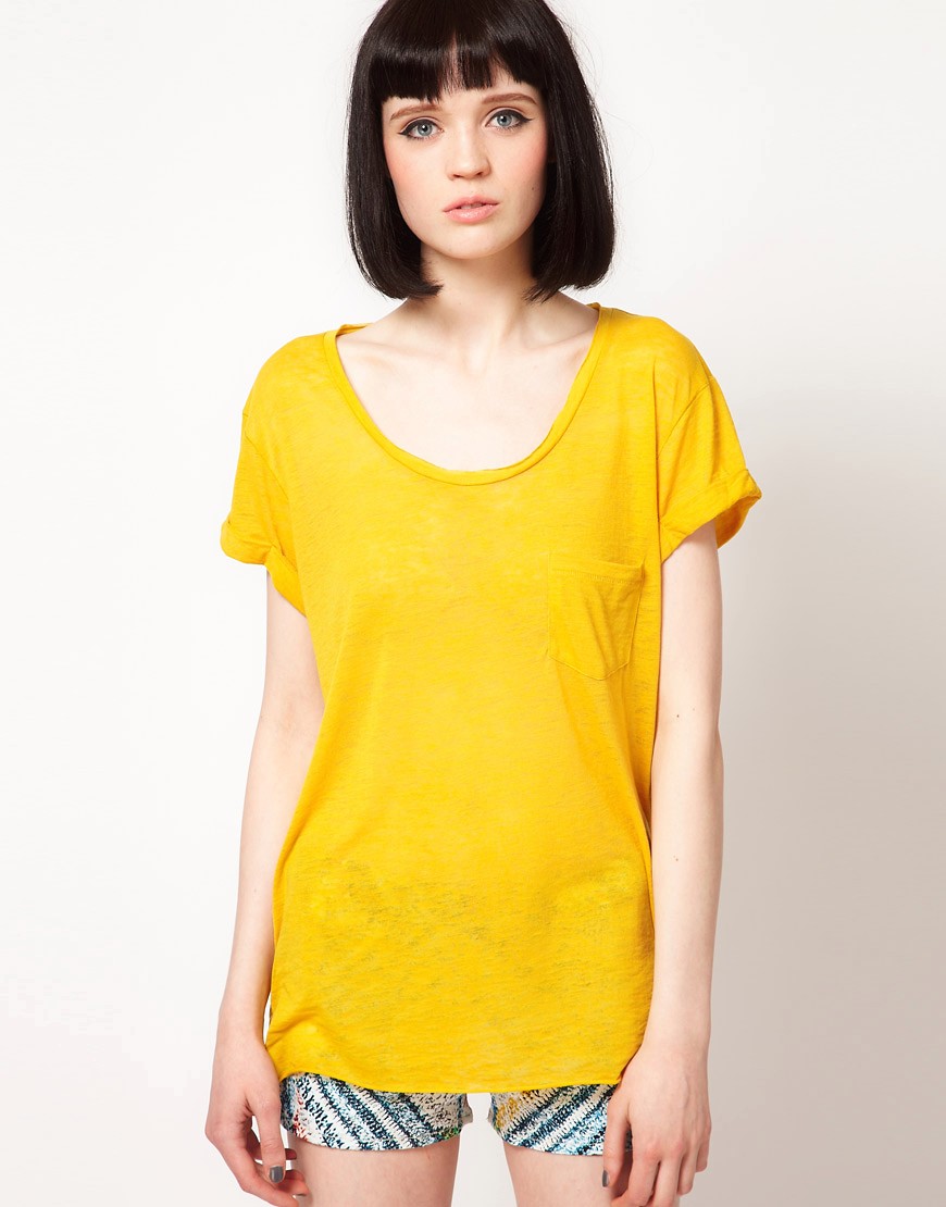 rag & bone/ JEAN T Shirt Classic With Pocket-Yellow