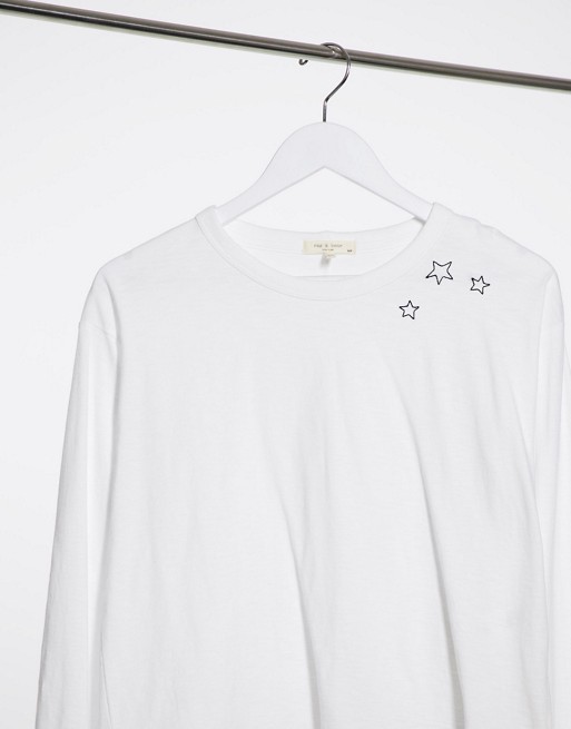 Rag & Bone long sleeve cropped top with scribble star in white