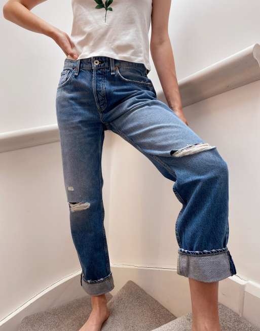 Rag Bone Rose Mid Rise Boyfriend In Midwash Asos