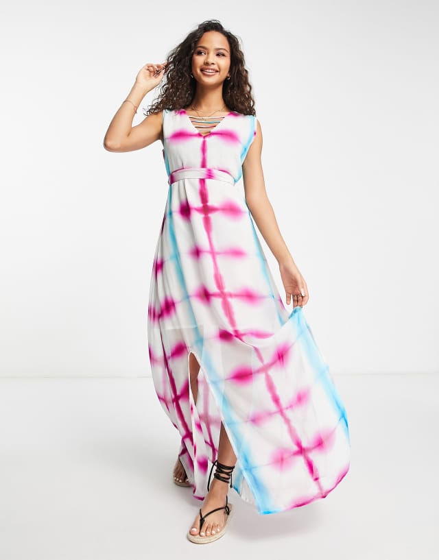 Raga Beating Hearts tie dye maxi dress in pink