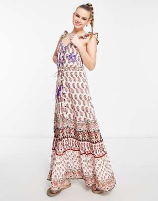 Raga Blooming Trails ruffle strap printed maxi dress in multi