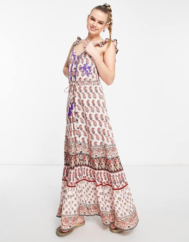 Raga Blooming Trails ruffle strap printed maxi dress in multi