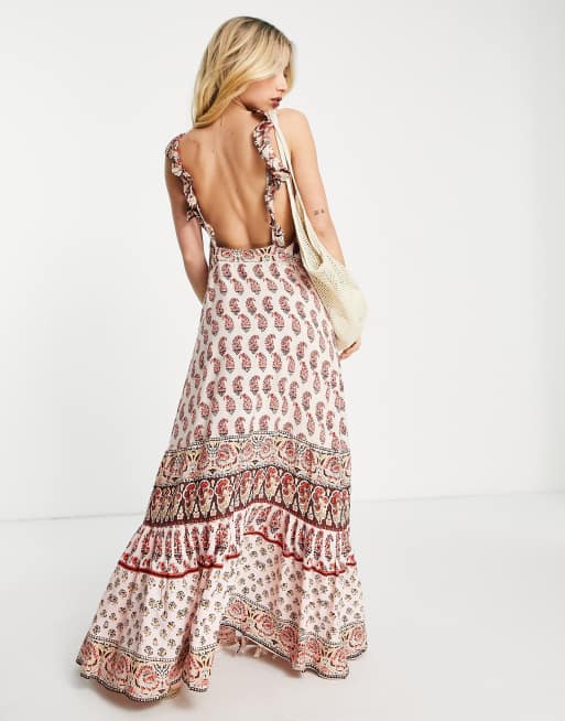 Raga - Blooming Trails - Vestito lungo in stampa multicolore con spalline con volant, 3 di 4