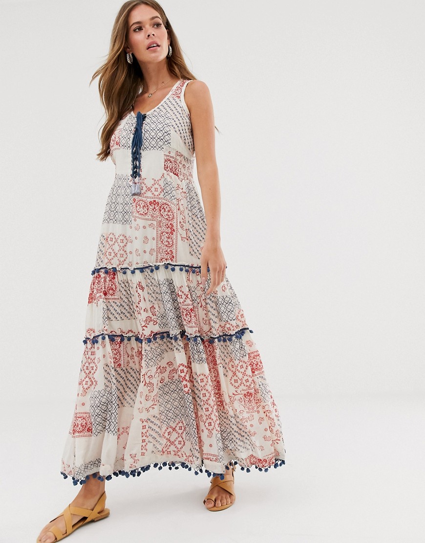 Raga - Dixie - Lange jurk met tegelprint-Multi