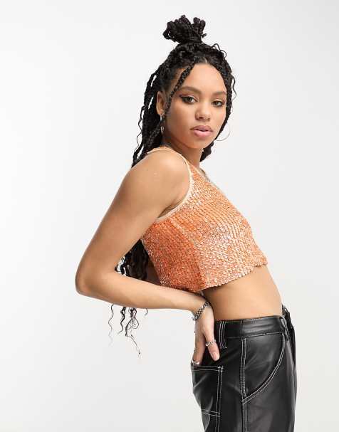 Raga - Glitz & Glam - Crop top d'ensemble à sequins - Orange - view 1
