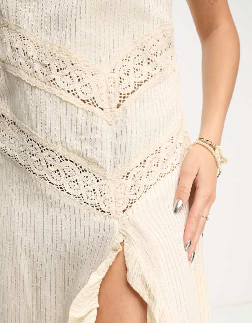 Free people cream lace cheap dress