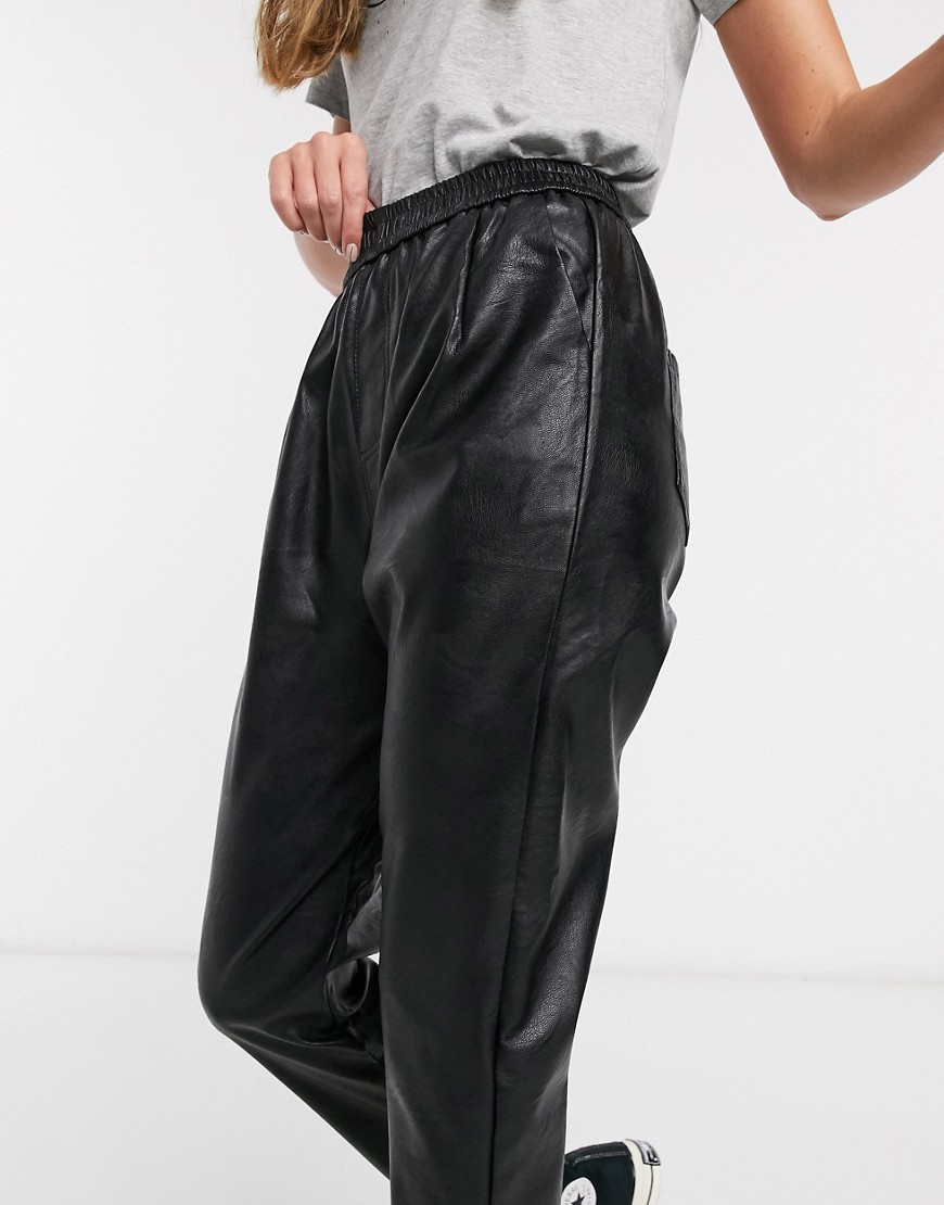 Raga Harlee faux leather trousers-Black