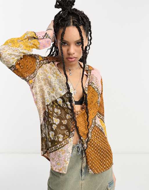 Raga Jenya patchwork print shirt in multi