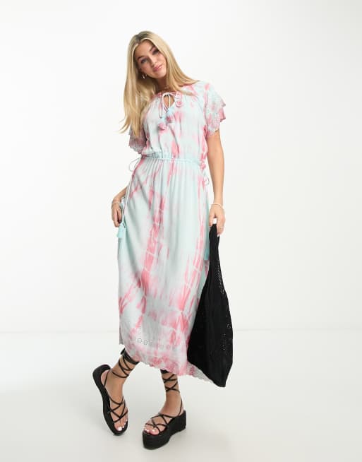 Raga Leslie tie-dye midi smock dress in blue