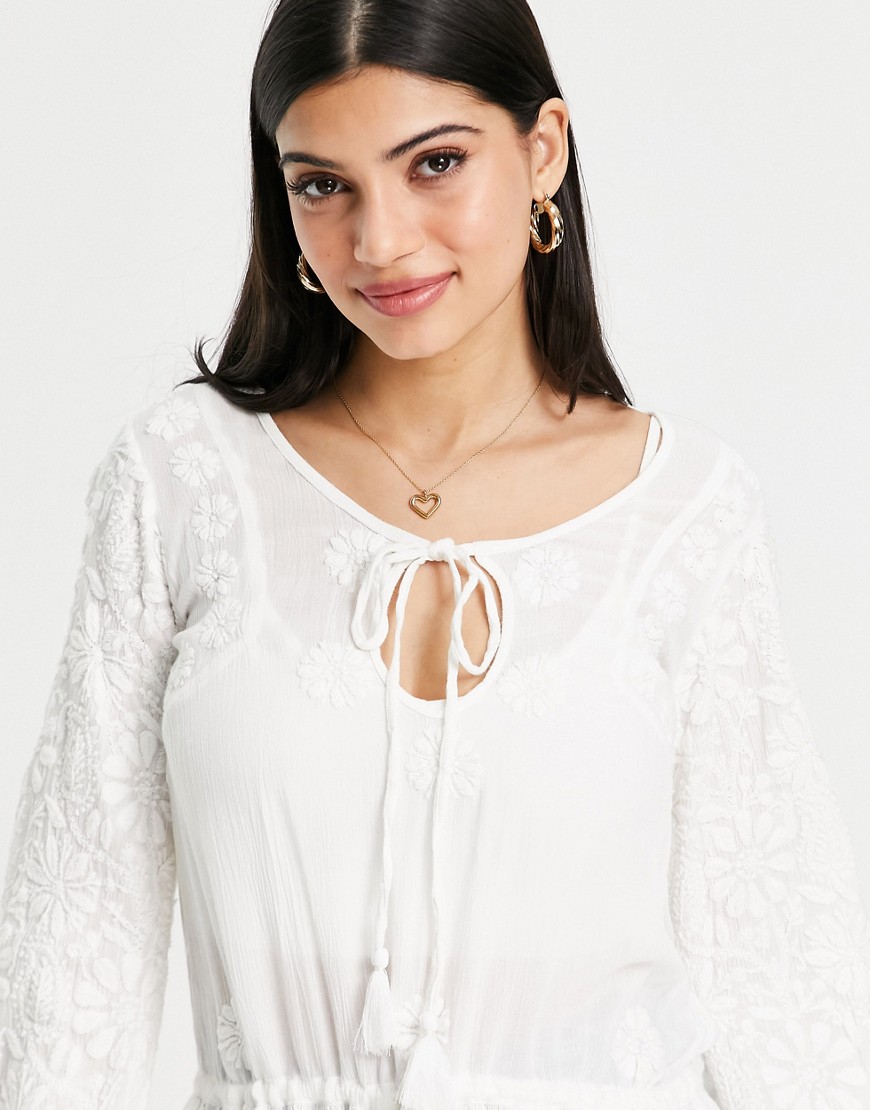 Lillywhite - Blusa bianca con coulisse-Bianco - Raga Camicia donna  - immagine2