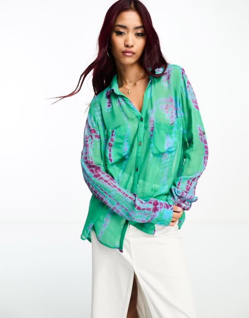 Raga Marte button down top in turquoise