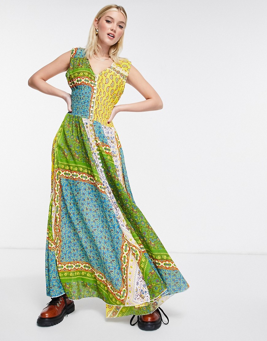 Raga - Mixed Feelings - Maxi-jurk met gemengde print in meerdere kleuren-Veelkleurig