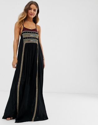 Raga - Moonlight In Morocco - Geborduurde lange jurk-Zwart